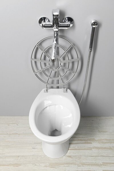 Aqualine Aqualine, Chiuvetă de sine stătătoare din ceramică cu grătar 36x47 cm, gunoi spate, alb, VKS02
