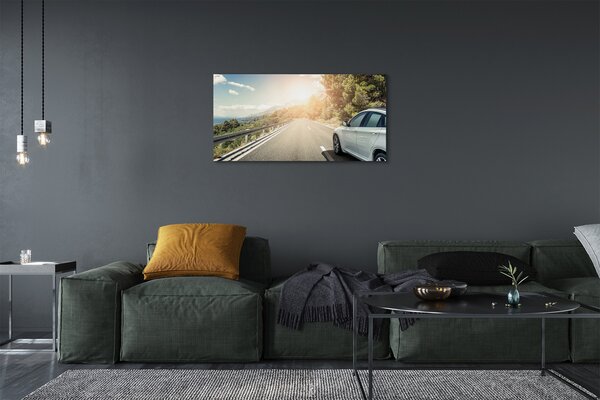 Tablouri canvas Munții nori de copaci rutier auto