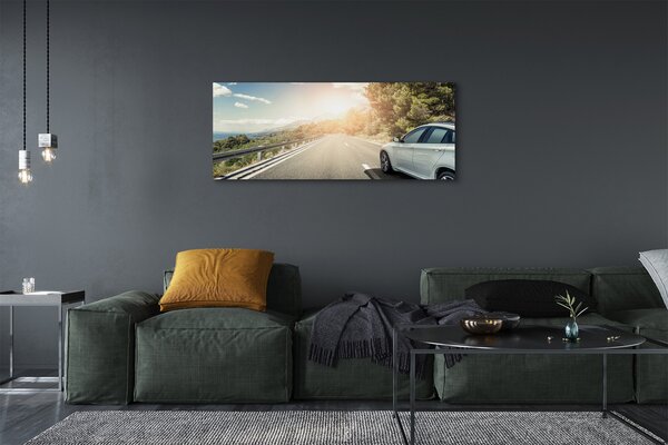Tablouri canvas Munții nori de copaci rutier auto