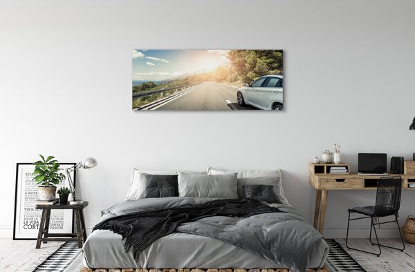 Tablouri canvas Munții nori de copaci rutier auto