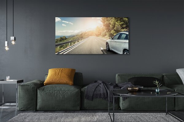 Tablouri canvas Munții nori de copaci rutier auto