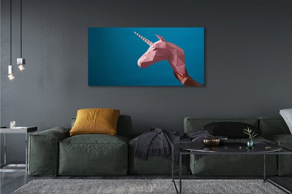 Tablouri canvas origami unicorn roz