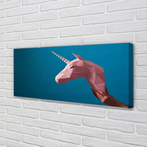 Tablouri canvas origami unicorn roz