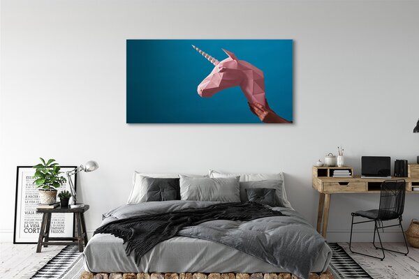 Tablouri canvas origami unicorn roz