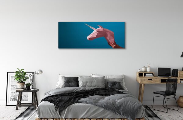 Tablouri canvas origami unicorn roz