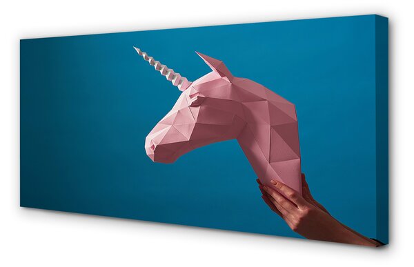 Tablouri canvas origami unicorn roz