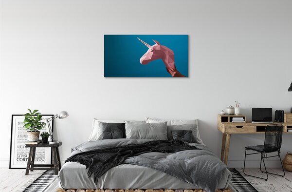 Tablouri canvas origami unicorn roz