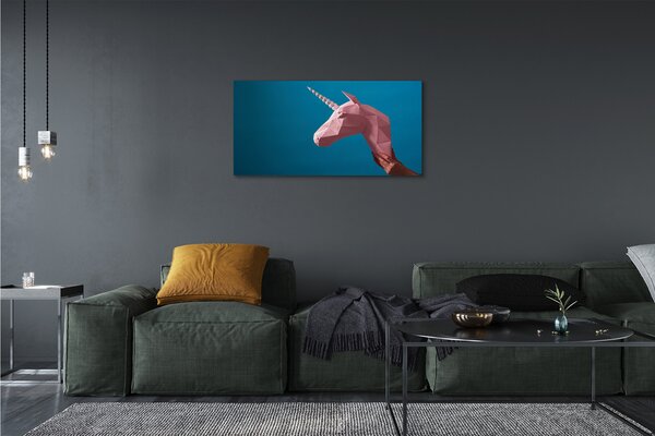 Tablouri canvas origami unicorn roz