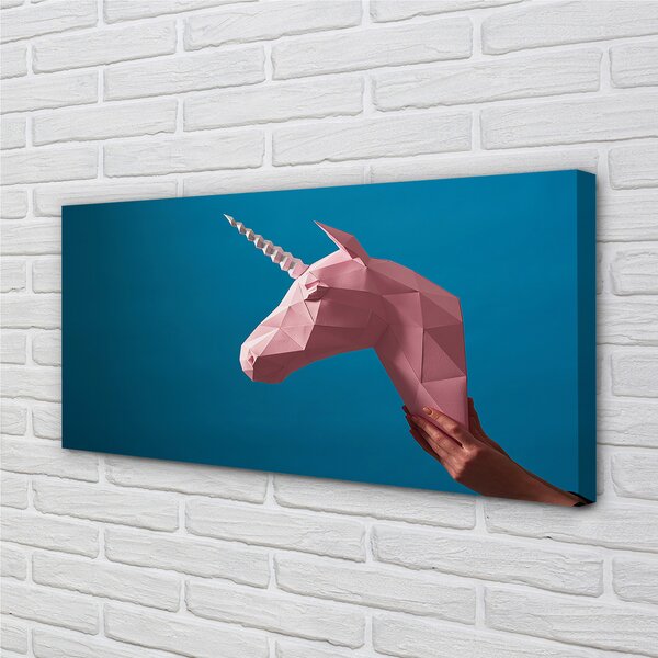Tablouri canvas origami unicorn roz