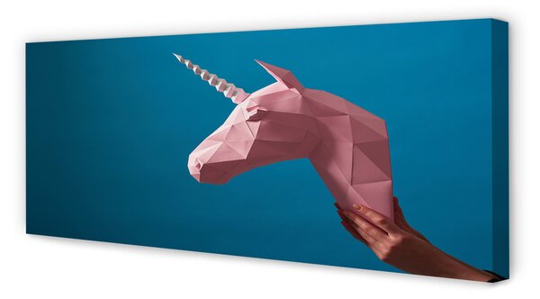 Tablouri canvas origami unicorn roz