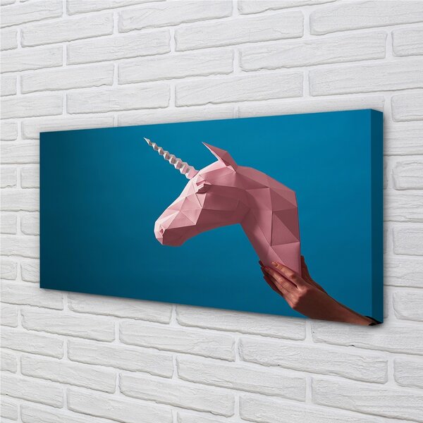 Tablouri canvas origami unicorn roz