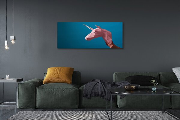 Tablouri canvas origami unicorn roz