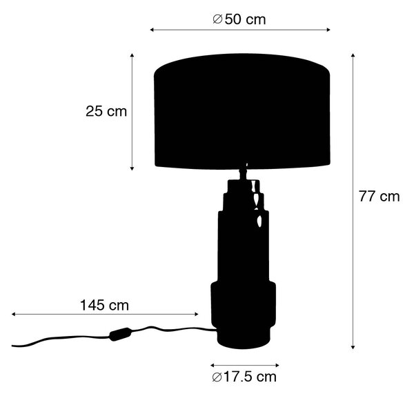 Lampă de masă cu abajur din catifea bronz verde smarald cu auriu 50 cm - Bruut