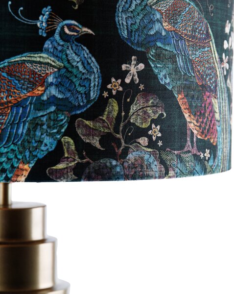 Lampă de masă cu abajur din catifea bronz verde smarald cu auriu 50 cm - Bruut