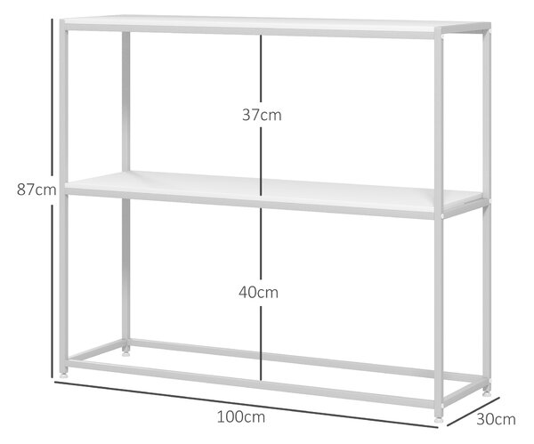 HOMCOM Masă Consolă de Intrare Subțire cu Partea Superioară Deschisă, Dulap Consolă din Oțel și PAL, 100x30x87 cm, Alb | Aosom Romania