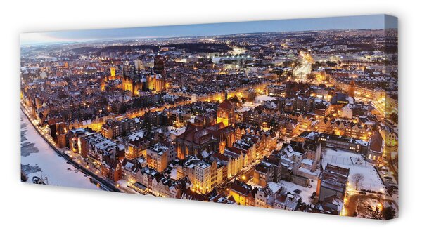 Tablouri canvas râu panorama de iarnă Gdańsk