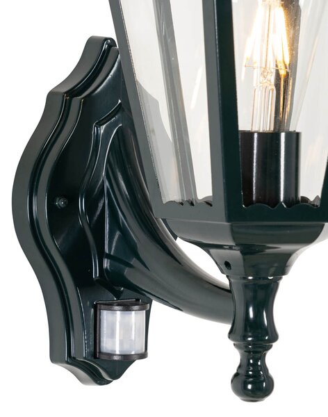 Lanterna de perete de exterior verde inchis cu senzor de miscare IP44 - New Orleans sus