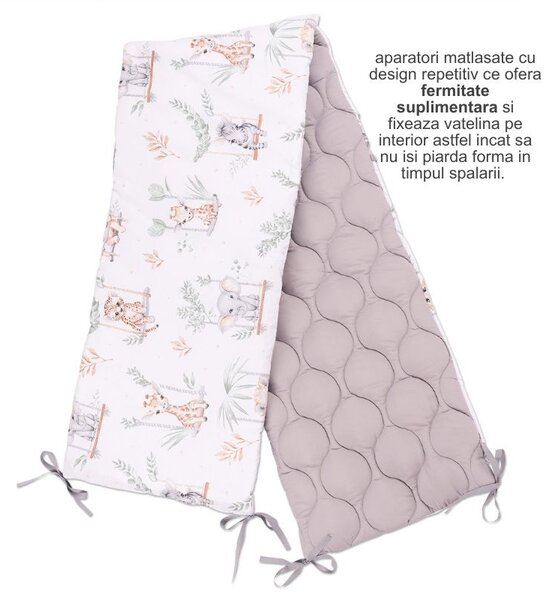 Set lenjerie matlasata 5 piese Kidizi On The Swing, include perna, plapumioara, aparatoare si cearceaf