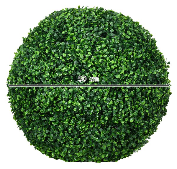 HOMCOM Set de 2 Bile Artificiale, Bile de Arbori Topiari din Buxus, Plante False de Interior în Aer Liber pentru Casă, Ø50cm, Verde | Aosom Romania
