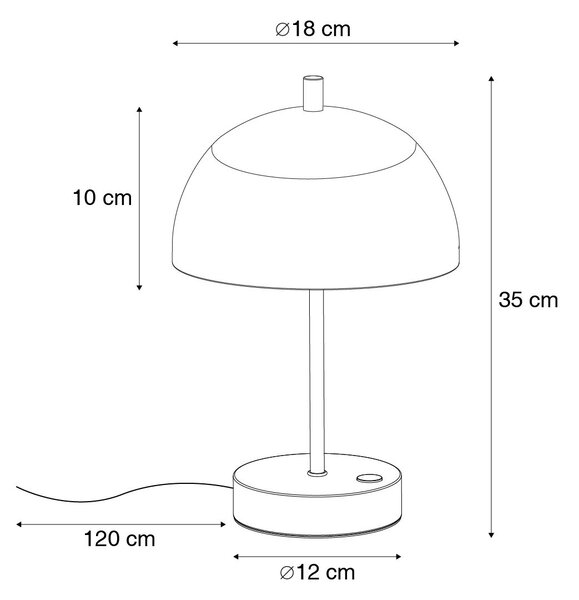 Lampă de masă modernă neagră cu sticlă opalescentă incluzând LED reglabil în 3 trepte - Djent