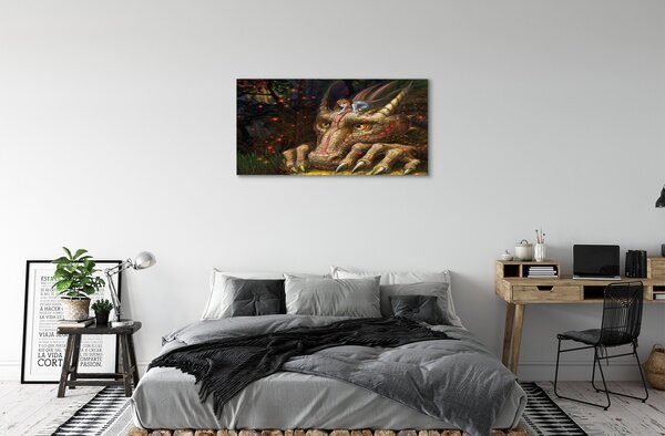 Tablouri canvas Forest fată dragon cap