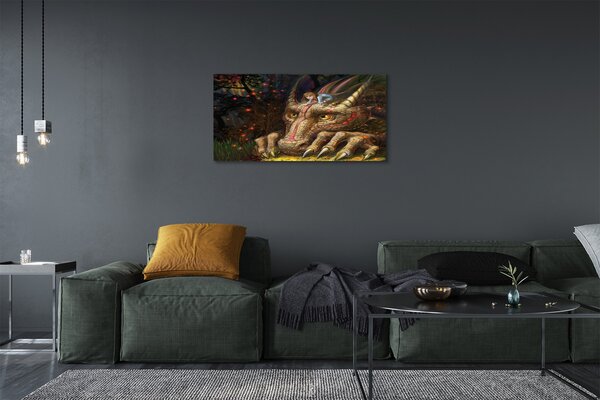 Tablouri canvas Forest fată dragon cap