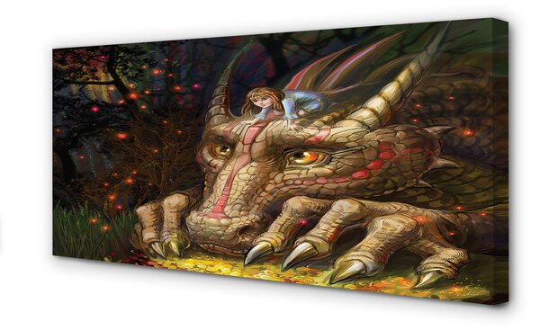 Tablouri canvas Forest fată dragon cap