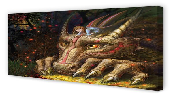 Tablouri canvas Forest fată dragon cap