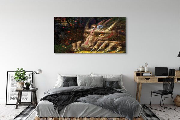 Tablouri canvas Forest fată dragon cap
