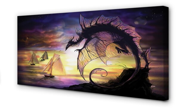 Tablouri canvas Dragon ambarcațiuni de mare nori