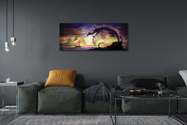 Tablouri canvas Dragon ambarcațiuni de mare nori