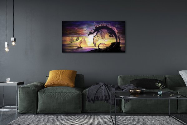 Tablouri canvas Dragon ambarcațiuni de mare nori