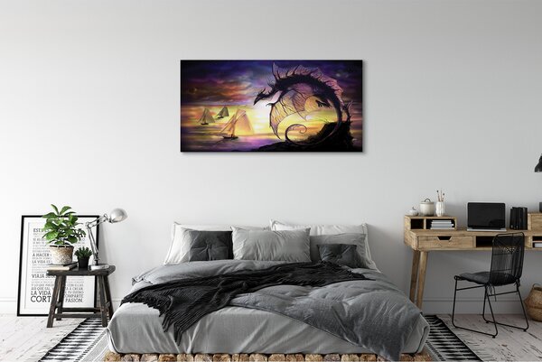 Tablouri canvas Dragon ambarcațiuni de mare nori
