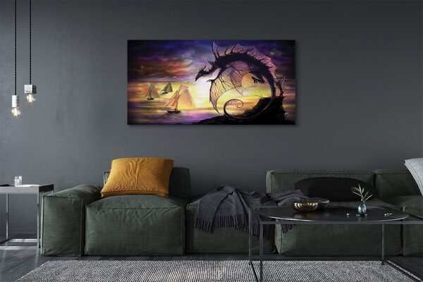 Tablouri canvas Dragon ambarcațiuni de mare nori