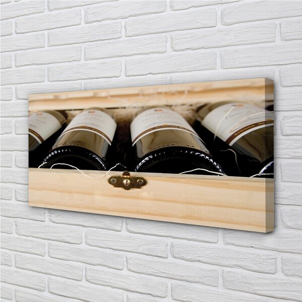 Tablouri canvas Sticle de vin într-o cutie