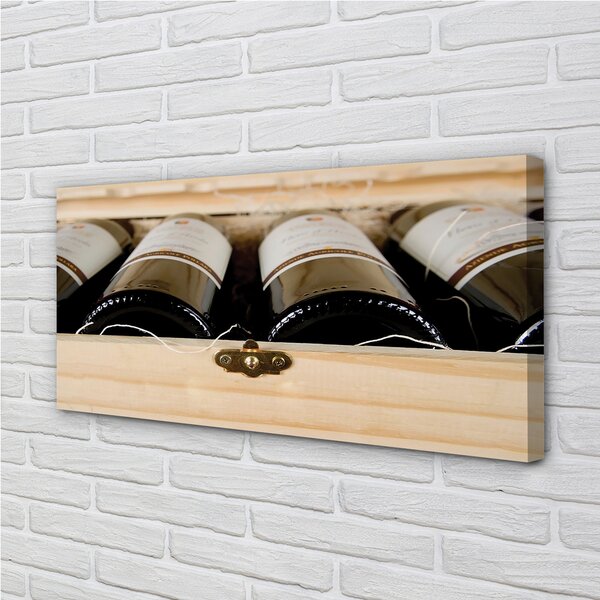 Tablouri canvas Sticle de vin într-o cutie