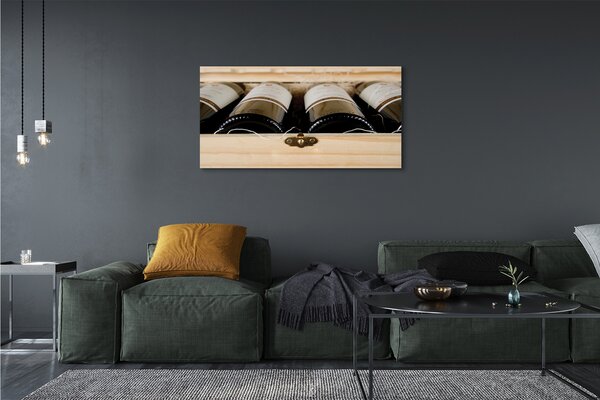 Tablouri canvas Sticle de vin într-o cutie