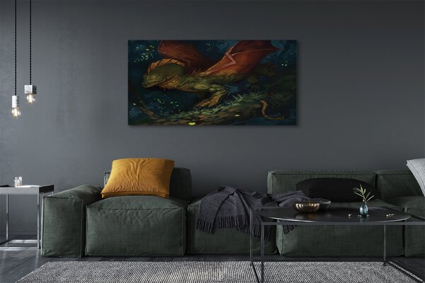 Tablouri canvas dragon verde în pădure