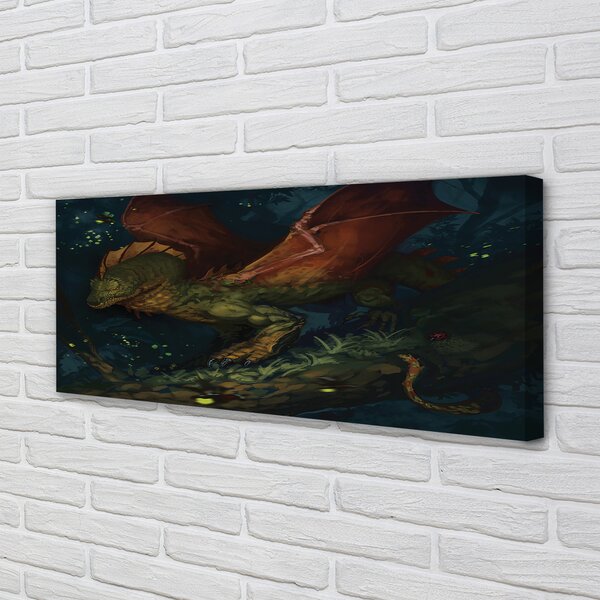 Tablouri canvas dragon verde în pădure