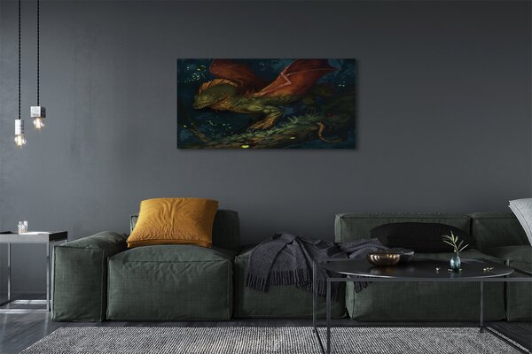 Tablouri canvas dragon verde în pădure