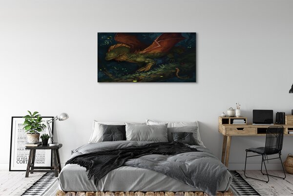 Tablouri canvas dragon verde în pădure