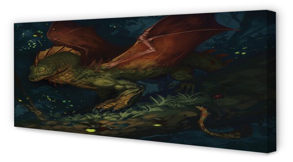 Tablouri canvas dragon verde în pădure