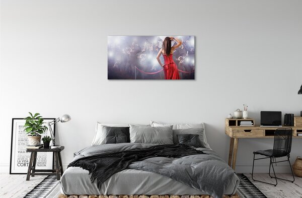 Tablouri canvas Femeie oameni rochie rosie