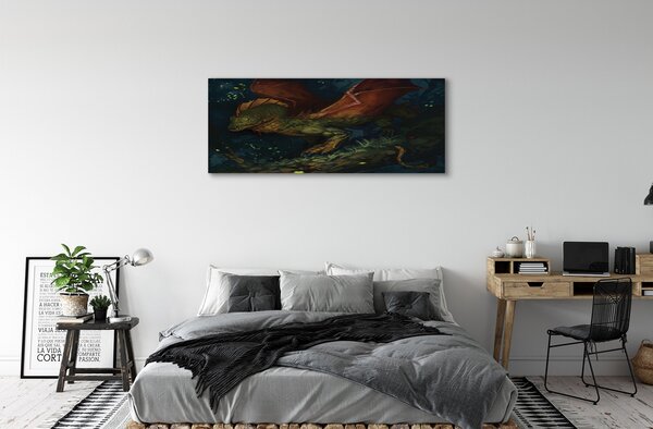 Tablouri canvas dragon verde în pădure