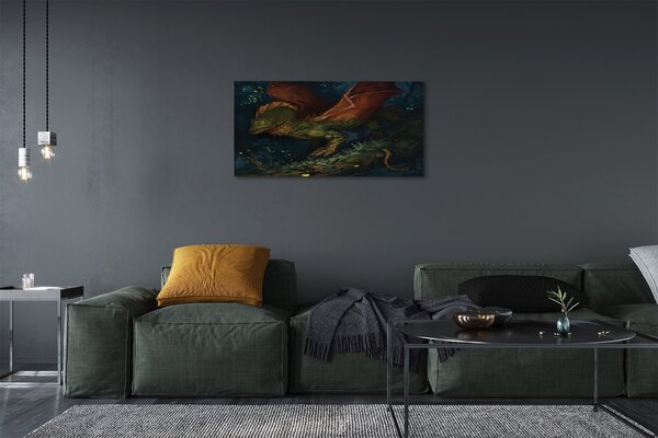 Tablouri canvas dragon verde în pădure