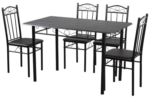 Set masa cu 4 scaune, FUR-101-17BL, masa 120x67x75 cm, negru