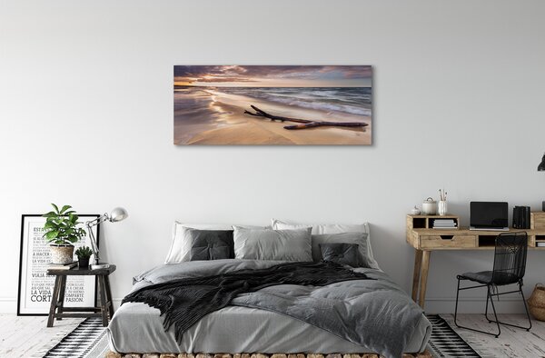 Tablouri canvas Gdańsk Plaja apus de soare pe mare