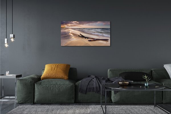 Tablouri canvas Gdańsk Plaja apus de soare pe mare