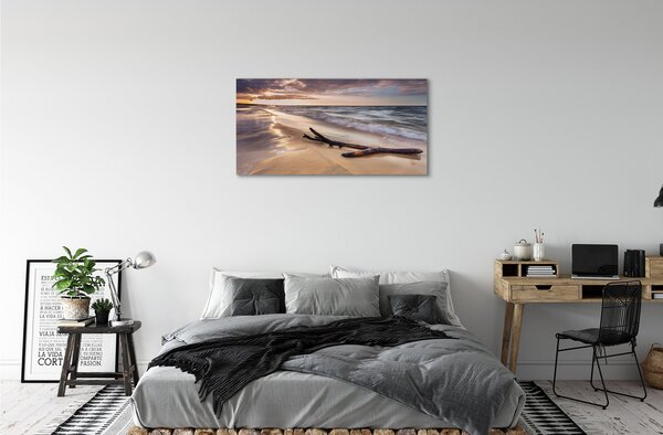 Tablouri canvas Gdańsk Plaja apus de soare pe mare