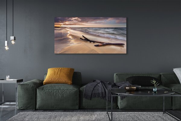 Tablouri canvas Gdańsk Plaja apus de soare pe mare